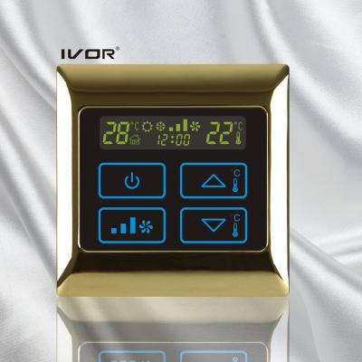 China Good Quality IVOR Central Air-Conditioner Thermostat Digital AC Thermostat Switch SK-AC2000T Gold Metal Frame Illuminated SK-AC2000T for sale