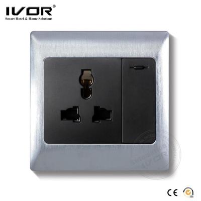 China Universal Metal Frame Metal Frame Socket On/Off Mechanical Push Button Wall Sockets for sale