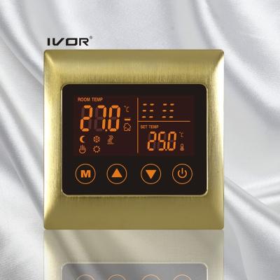 China Good Quality IVOR Touch Screen Water Floor Heating Thermostat Satin Gold Metal Frame SK-HV200018 (SK-HV200018) for sale