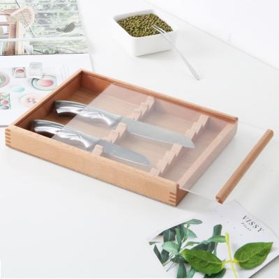 China High Quality Biodegradable Beech Wood Customized Gift Box For Steak Knife Set Storage Cutlery Collection for sale