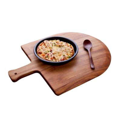 China Sustainable Customized Wooden Pizza Pallet Serving Tray Platter Cutting Board Pizza Peel With Handle for sale