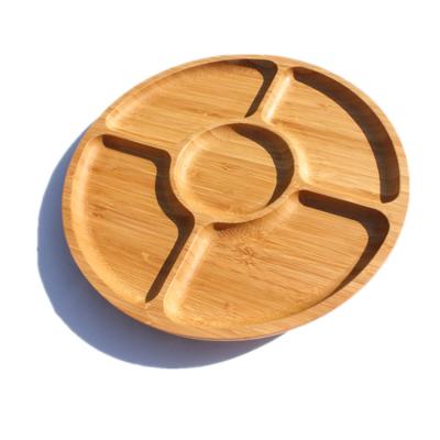 China Eco-Friendly Custom Printed Natural Bamboo Round Dinner Fruit Food Platesbiodegradable Dishes For Kids for sale