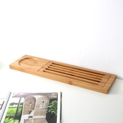 China Hot Selling Simple Multi-Functional Leaky Tea Slatted Tea Tray Bamboo Bread Cutting Board Kitchen for sale