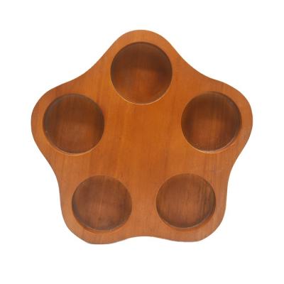 China Viable Sample Flight Sample Shot Glass Holder Panel Bar Accessories Wooden Rotating Serving Tray for sale