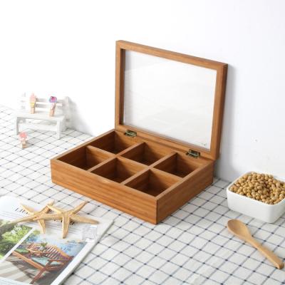 China Recyclable Personalized Tea Bag Box Sundries Dispenser Organizer Storage Bamboo Tea Box With Compartment for sale