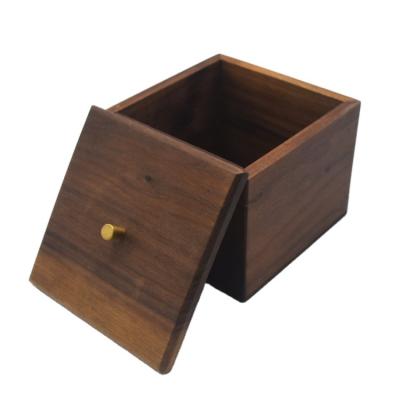 China Vintage Recyclable Acacia Wood Storage Box With Lid For Coffee Tea Organizer for sale