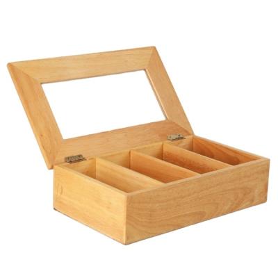 China Recyclable high quality wooden tea box with 4 compartment for tea bag for sale