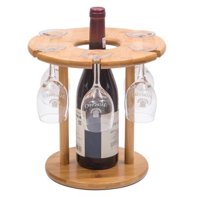 China Sustainable Eco-Friendly Bamboo Wine Rack Wine Bottle Holder Modern Design Cup Holder Glass Rack for sale