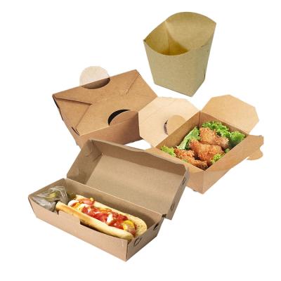 China Disposable Custom Design For Outlet Wrapping Paper Disposable Recycled Waxed Street Food Small Hot Dog French Fries Fry Cardboard Paper Box for sale