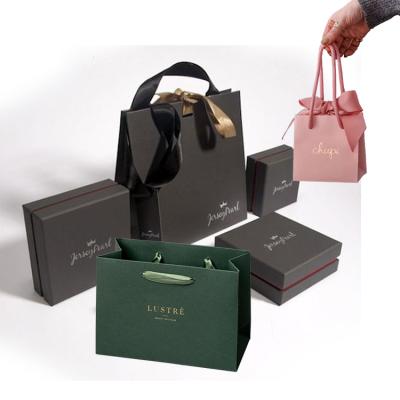 China Eco-friendly Luxury Custom Logo Printing Packaging Customer Jewelry Gift Shopping Paper Bags For Jewelry for sale