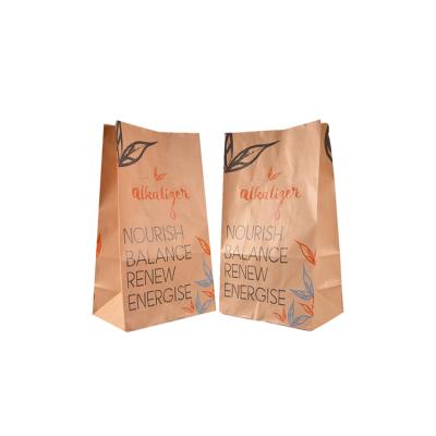 China Recyclable Plain White Grocery Small Block Food Packaging Single Bottom Brown Kraft Paper Bags No Handles for sale