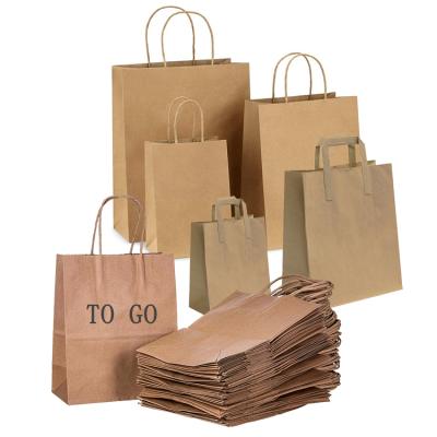 China Custom Printed Recyclable Eco Friendly Logo Customers Kraft Paper Organic 100% Biodegradable Shopping Bag With Handle for sale