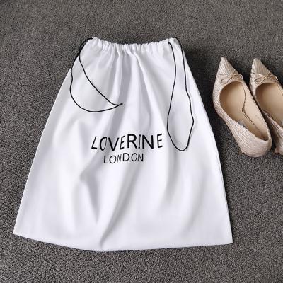 China Eco-friendly 100% Recyclable Custom Logo Recycled White Natural Cotton Drawstring Bag For High Heel Shoes for sale