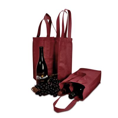 China Custom Made Reusable Polypropylene Eco Friendly Fabric Wine Carry Non Woven Bags For Shopping Wine Bottles for sale