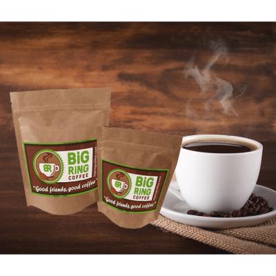 China Free Sample Food Grade Moisture Proof Plastic Packaging Custom Stand Up Brown Kraft Paper Heat Seal Compostable Coffee Bags for sale