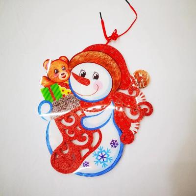 China Trendy Christmas Ornaments Snowman Tree Santa Claus Display Window Wall Door Stickers Cartoon Pendants Hanging Decor For Home for sale