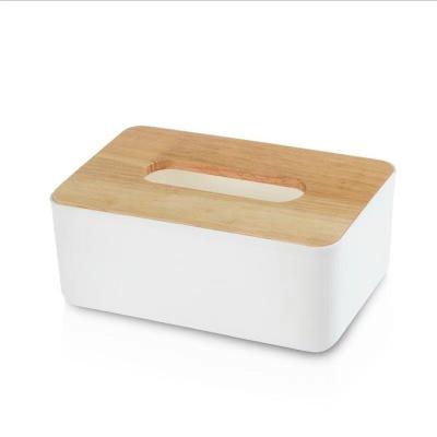 China Simple Suction Wooden Remote Control Storage Box Plastic+wood Household Tissue Box Creative Meal Box for sale