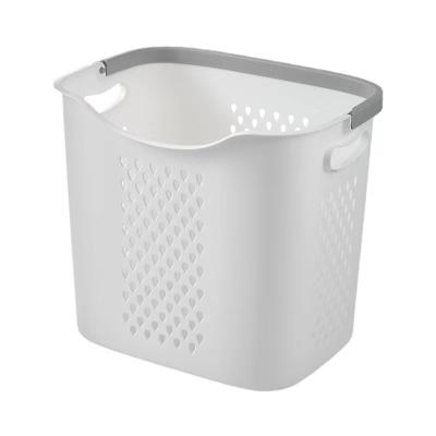 China New Arrivals Modern Storage Basket Bathroom Laundry Basket Clothes Storage Basket Plastic Dirty White for sale