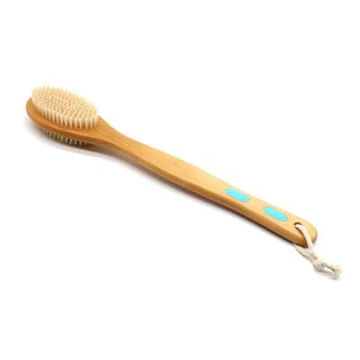 China Long Handle Shower Back Cleaner Scrubber With Long Handle Wooden Bath Body Exfoliating Dry Shower Brush for sale