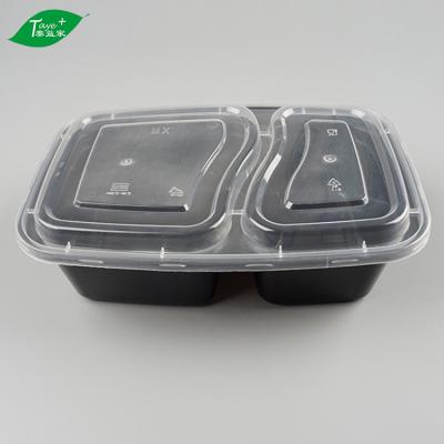 China 2 Compartment Microwavable Eco-friendly Plastic Disposable Food Box Packaging Container for sale