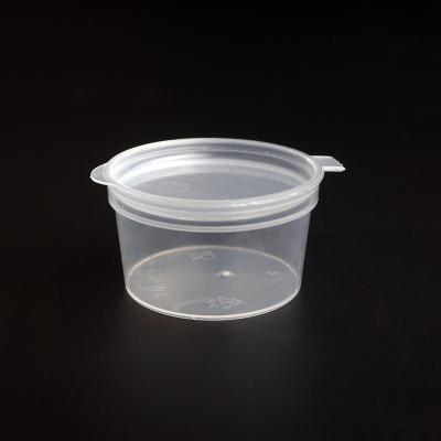 China Eco Friendly Disposable 1oz Sauce Disposable Plastic Cup With Hinged Lid for sale