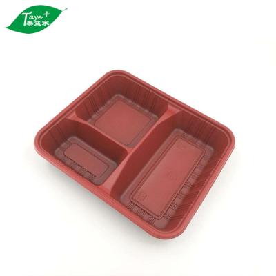 China Microwavable 3 Compartment Bento Lunch Box PP Disposable Plastic Takeout Food Packaging for sale