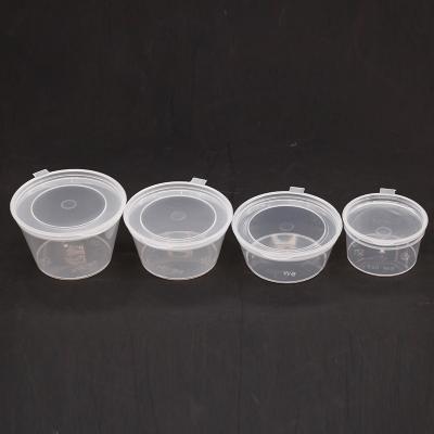 China One Time Dividing Transparent Sauce Cup Condiment Container 50ml Sauce Food Plastic Cup With Sealing Cover for sale