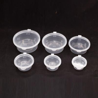 China One Time Dividing Transparent Sauce Cup Condiment Container 35ml Sauce Food Plastic Cup With Sealing Cover for sale