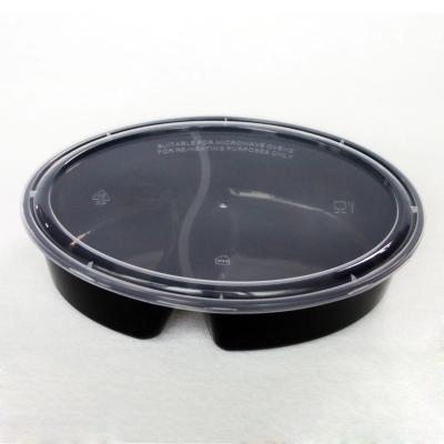 China Disposable Disposable Plastic 2 Compartments Oval Takeout Food Container for sale