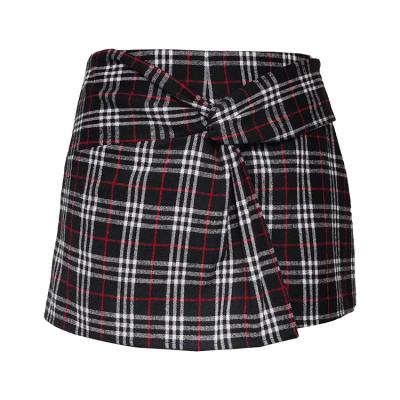 China Anti-Wrinkle Grid Plaid Shorts Women Uniform Skirt Sexy Custom Zipper Half Shorts for sale