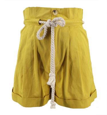 China Casual Womens Shorts High Waist Girls Pants Breathable Women Clothing Yellow Pants for sale