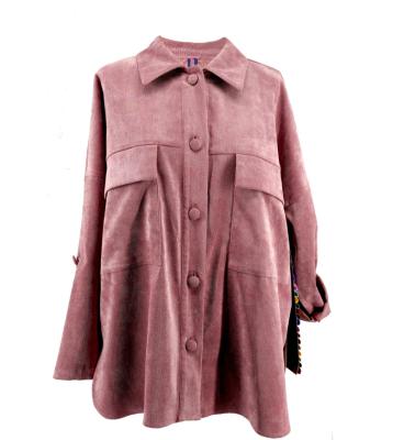 China Anti-wrinkle spring fabric for coat women new corduroy breasted long elegant women collar cardigan suit for sale