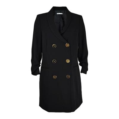 China Office Casual Solid Lady Long Coat Anti-Wrinkle Suit Long Sleeve Stand Collar Buttons Monki Coat for sale