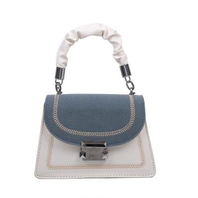 China Fashion Korean Style Contrast Color Handbags For Women Pleated Chain Handle Shoulder Bags Mini Designer Cross Body Purses Cute Bolso for sale