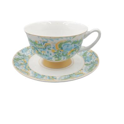 China De klantgericht Japans Kop van 7oz en Schotelporselein met Elegant Patroon Te koop