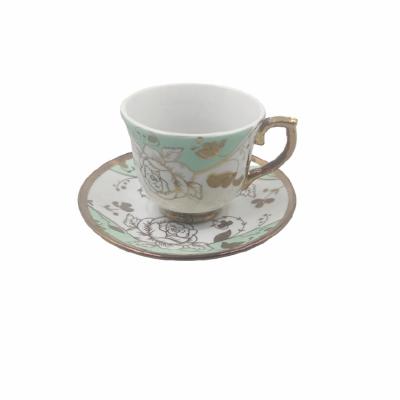 China Customized Single Layer Ceramic Luxury Cup And Saucer Set With Golden Edge for sale