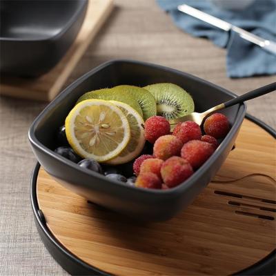 China Matte Glazed Black Ceramic Serving Bowls for sale