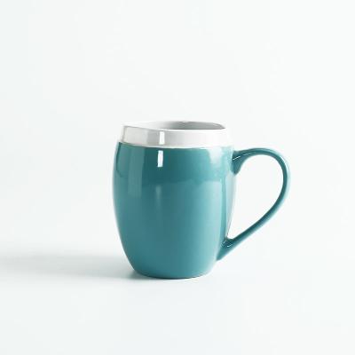 Chine 10oz a glacé les tasses potables en céramique de grand ventre, tasse réactive bleue de lustre à vendre