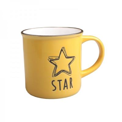 China Stoneware Star Silk Screen Cup Ceramic Promotional Cheap Mug Coffee Mug Porcelain for sale