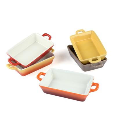 China Satz Küchen-nordischer doppelter Griff Bakeware Pan Nonstick Ceramic Baking Tray zu verkaufen