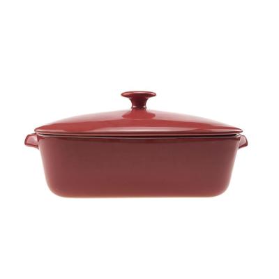 Chine Le plat en céramique rectangulaire de cocotte en terre a placé le plat de Bakeware avec le couvercle à vendre