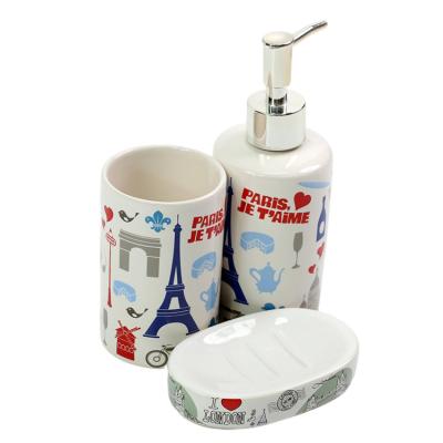 China Custom Glazed Decal Ceramic Set for Bathroom for sale