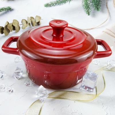 China Enige Porties Mini Casserole Pot Soup Bowl Ceramische Cocotte met Deksel Te koop