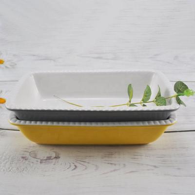 China Home Small Wavy Edge Ceramic Lasagna Baking Pan Sets Commercial for sale