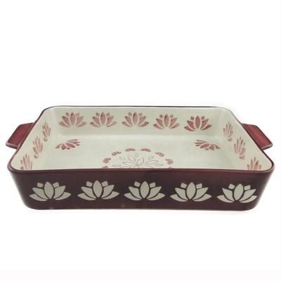 China Brot-Herstellungs-Haushalts-Steingut Oven Tray Rectangle Baking Pan zu verkaufen