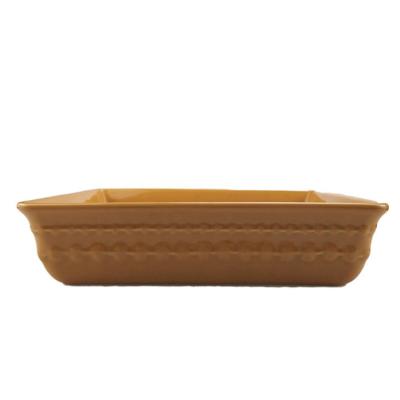 China Nordic Yellow Ceramic Baking Dish Stoneware Large Size for sale