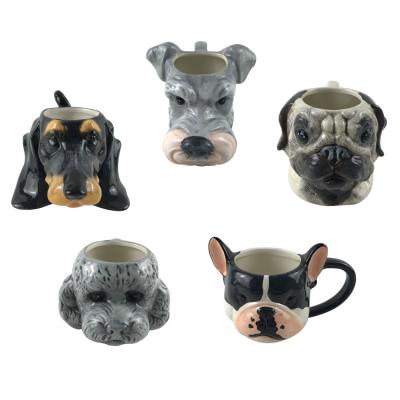 China Cute 3d Animal Face Dog Ceramic Coffee Mug Customized Hand Painted for sale