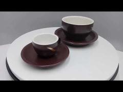 Customized Glazed Ceramic Cup And Saucer Set Modern