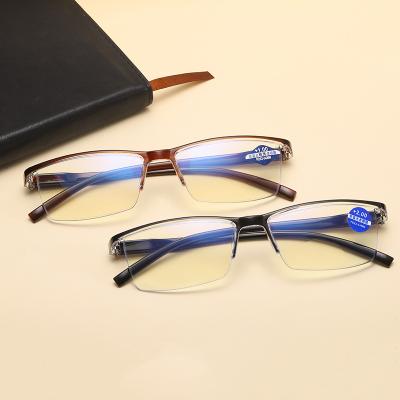 China 20 Years Experience Square Half Rim Half Frame Optical Business Rectangular Reading Glasses For Men for sale