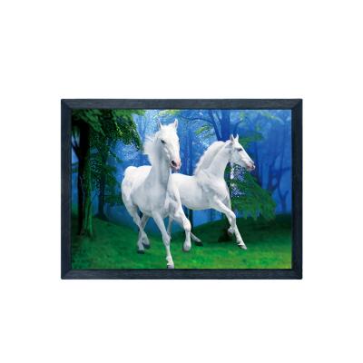 China Europe 2021 New Design High Resolution Lenticular Printing 5D Animal Picture Of White Horse For Home Decoration for sale